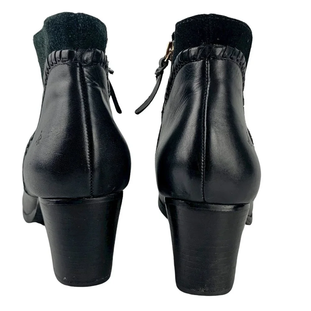 JACK‎ ROGERS Chandler Black Leather Whipstitch Zip Booties